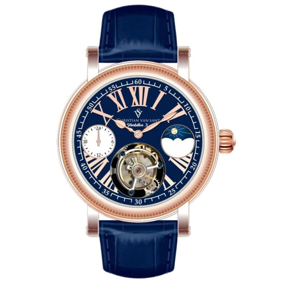 Christian Van Sant Men's Tourbillon X Limited Edition Blue Dial Watch - CV1001